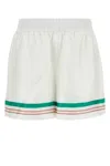 Casablanca Stripe-detail Silk Shorts In Neutral