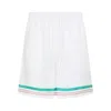 Casablanca Silk Twill Drawstring Shorts With Graphic Print In White