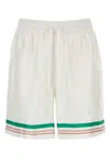 Casablanca Mens Casa Way Graphic-print Drawstring Silk Shorts In White