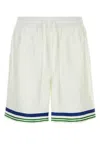 Casablanca Men White Satin Bermuda Shorts In White