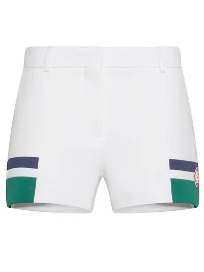 Casablanca Stripe Paneled Tricot Tailored Shorts In White