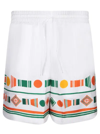 Casablanca Playful Eagle Silk Shorts In White