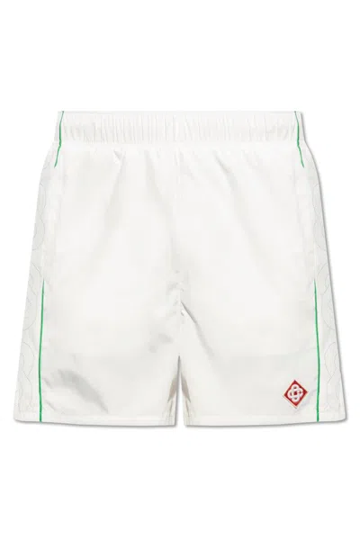 Casablanca Striped Mid-rise Track Shorts In White