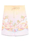 Casablanca Tropical Print Drawstring Waist Knee Length Shorts