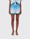 Casablanca Light Blue Monogram Gradient-effect Drawstring Silk Shorts In Blue