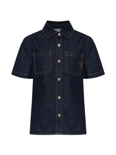 Casablanca Short-sleeve Denim Shirt In Blue