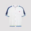 Casablanca Contrasting Trims Chest Pocket Logo-embroidered Short-sleeve Button-up Shirt In Multi