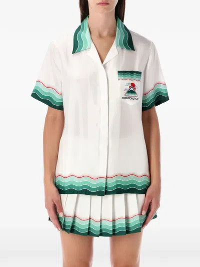 Casablanca White Mountain Silk T-shirt For Women