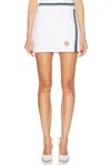 Casablanca Textured Knit Miniskirt Contrast Trim In Bright White