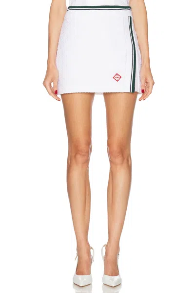 Casablanca Textured Knit Miniskirt Contrast Trim In White