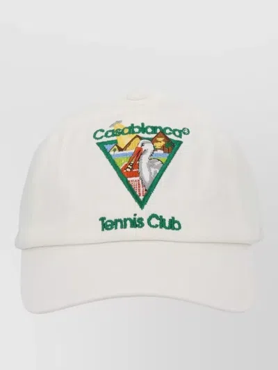 Casablanca Signature Baseball Hat Curved Brim Detail In White