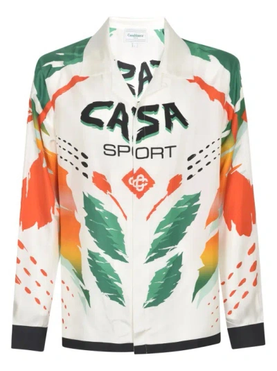 Casablanca Silk All-over Graphic Print Shirts In White