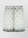 Casablanca Silk Bermuda Shorts Geometric Pattern In White