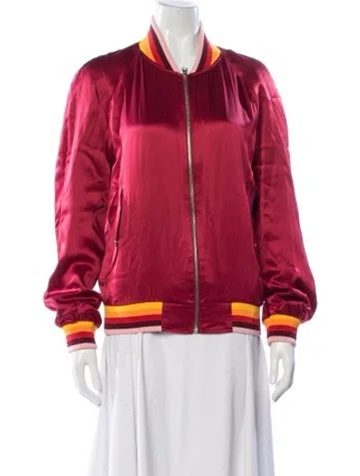 Pre-owned Casablanca Silk Colorblock Pattern Bomber Jacket In Pink