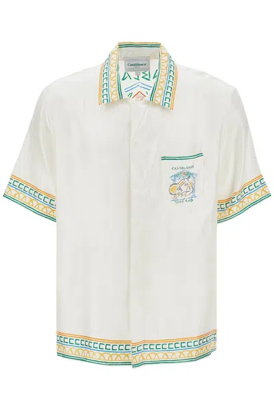 CASABLANCA SILK CRAYON TEMPLE TENNIS CLUB SHIRT