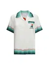 Casablanca White Montagne Ondulee Silk Short Sleeve Shirt In White
