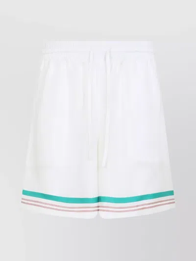CASABLANCA SILK DRAWSTRING SHORTS GRAPHIC PRINT