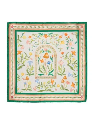Pre-owned Casablanca Silk Floral Print Bandana In Green