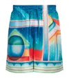 Casablanca Silk Galaxy Court Print Shorts In Blue