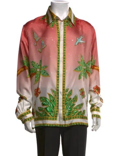 Pre-owned Casablanca Silk Graphic Print Dress Shirt In Multicolor
