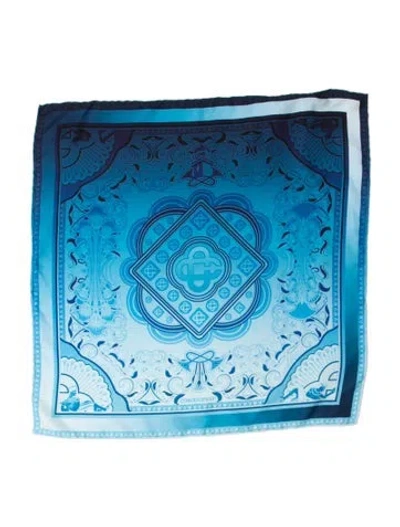 Pre-owned Casablanca Silk Graphic Print Scarf W/ Tags In Blue