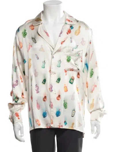 Pre-owned Casablanca Silk Graphic Print Shirt In Neutrals