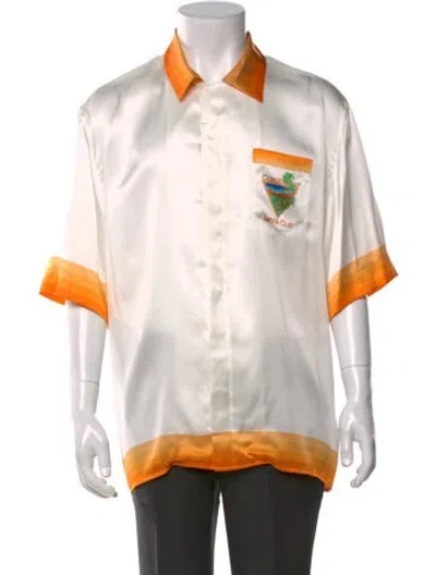 Pre-owned Casablanca Silk Graphic Print Shirt In Neutrals