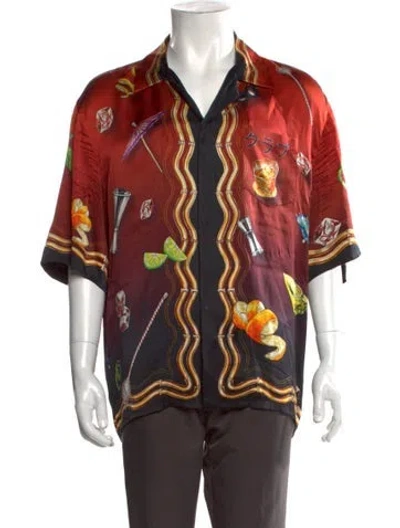 Pre-owned Casablanca Silk Graphic Print Shirt In Orange