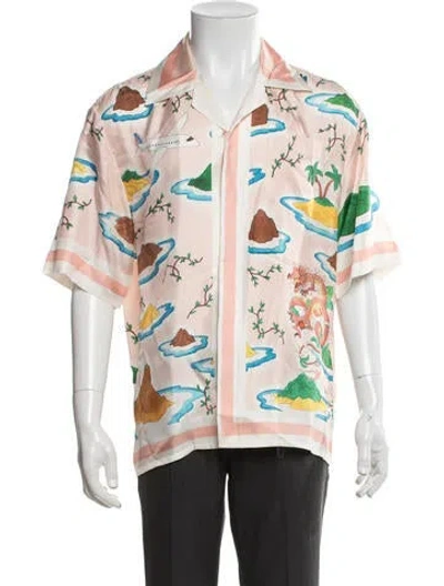 Pre-owned Casablanca Silk Graphic Print Shirt In Pink