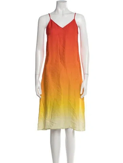 Pre-owned Casablanca Silk Knee-length Dress In Orange