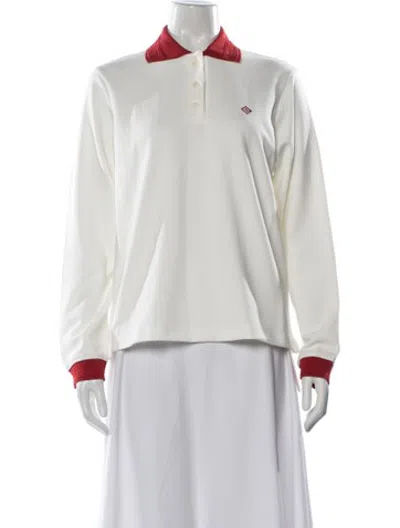 Pre-owned Casablanca Silk Long Sleeve Polo W/ Tags In White