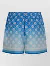 Casablanca Light Blue Monogram Gradient-effect Drawstring Silk Shorts In Blue
