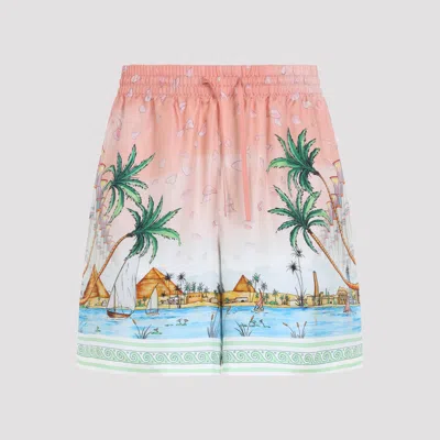 Casablanca Silk Mini Bermuda Shorts For Men In Pink