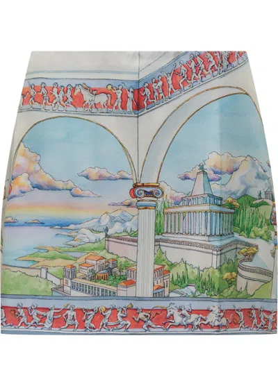 Casablanca Colorful Silk Miniskirt In Multicolor