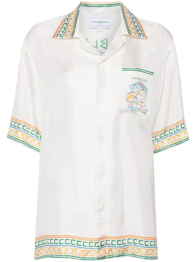 Casablanca Silk Monogram-pattern Shirt In White
