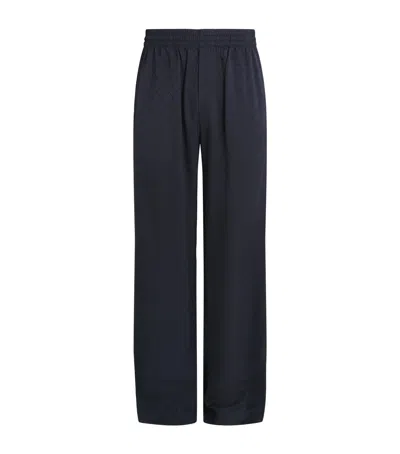Casablanca Silk Monogram Wide-leg Trousers In Multi