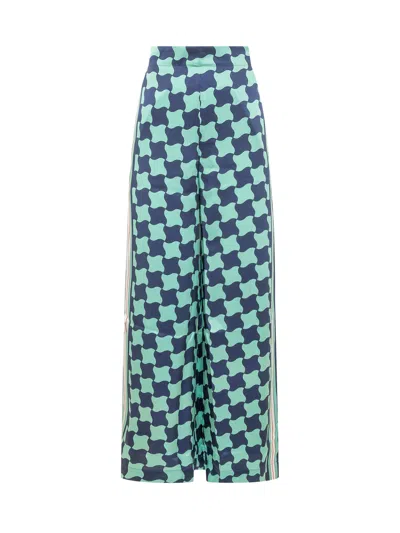 Casablanca Silk Paintntaloni Trousers In Green