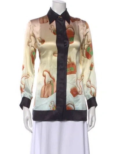 Pre-owned Casablanca Silk Printed Button-up Top In Multi