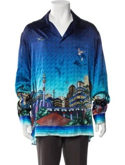 Pre-owned Casablanca Silk Printed Shirt In Blue