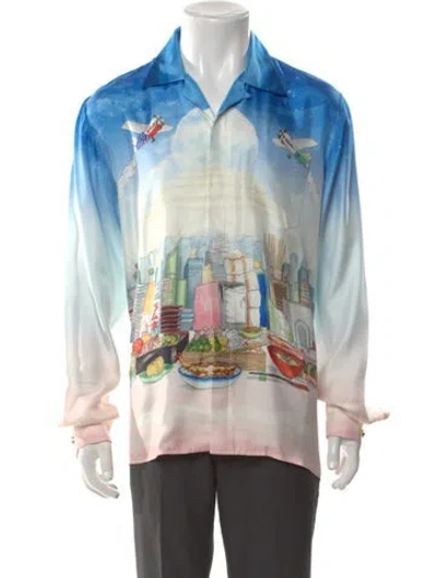 Pre-owned Casablanca Silk Printed Shirt In Blue