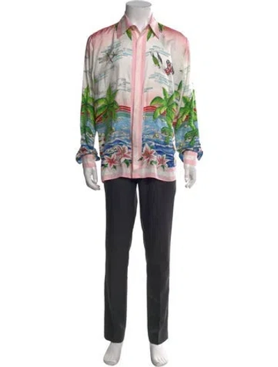 Pre-owned Casablanca Silk Printed Shirt In Pink