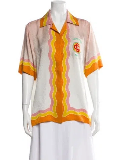 Pre-owned Casablanca Silk Printed Top In Neutral