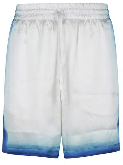 Casablanca "home Way Skate" Silk Shorts In White