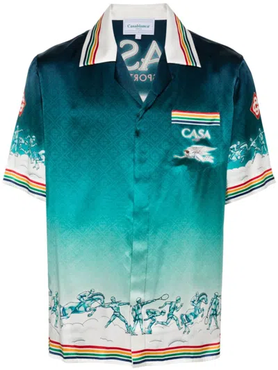Casablanca La Deesse Du Stade Printed Silk-satin Shirt In Multicolor