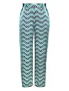 Casablanca Monogram Wave Print Silk Pants In Blau
