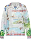 Casablanca Mens Camp-collar Long-sleeve Silk Shirt Le Passage In 白色