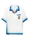Casablanca White Shirt With Cuban Collar And Maxi Logo Printed On The Back In Silk Man In White