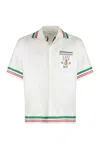 Casablanca Silk Shirt With Graphic Print And Striped Trim In White