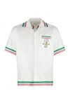 Casablanca Silk Shirt With Graphic Print And Striped Trim In White