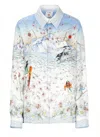 Casablanca Womens Classic Long-sleeves Silk Shirt Lhiver Fleuri In Blue
